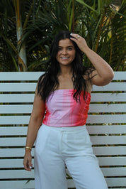 Bright colorful scarf top that can be worn 24 ways, perfect for travel and multiple chest sizes.