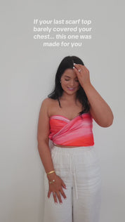 24-way scarf top ideal for vacations, lightweight, and fits sizes XS to XXL for effortless styling