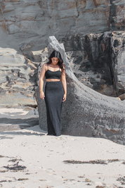 Airlie Set in Black – A timeless and lightweight two-piece set, perfect for tropical vacations, summer nights, and resort wear looks