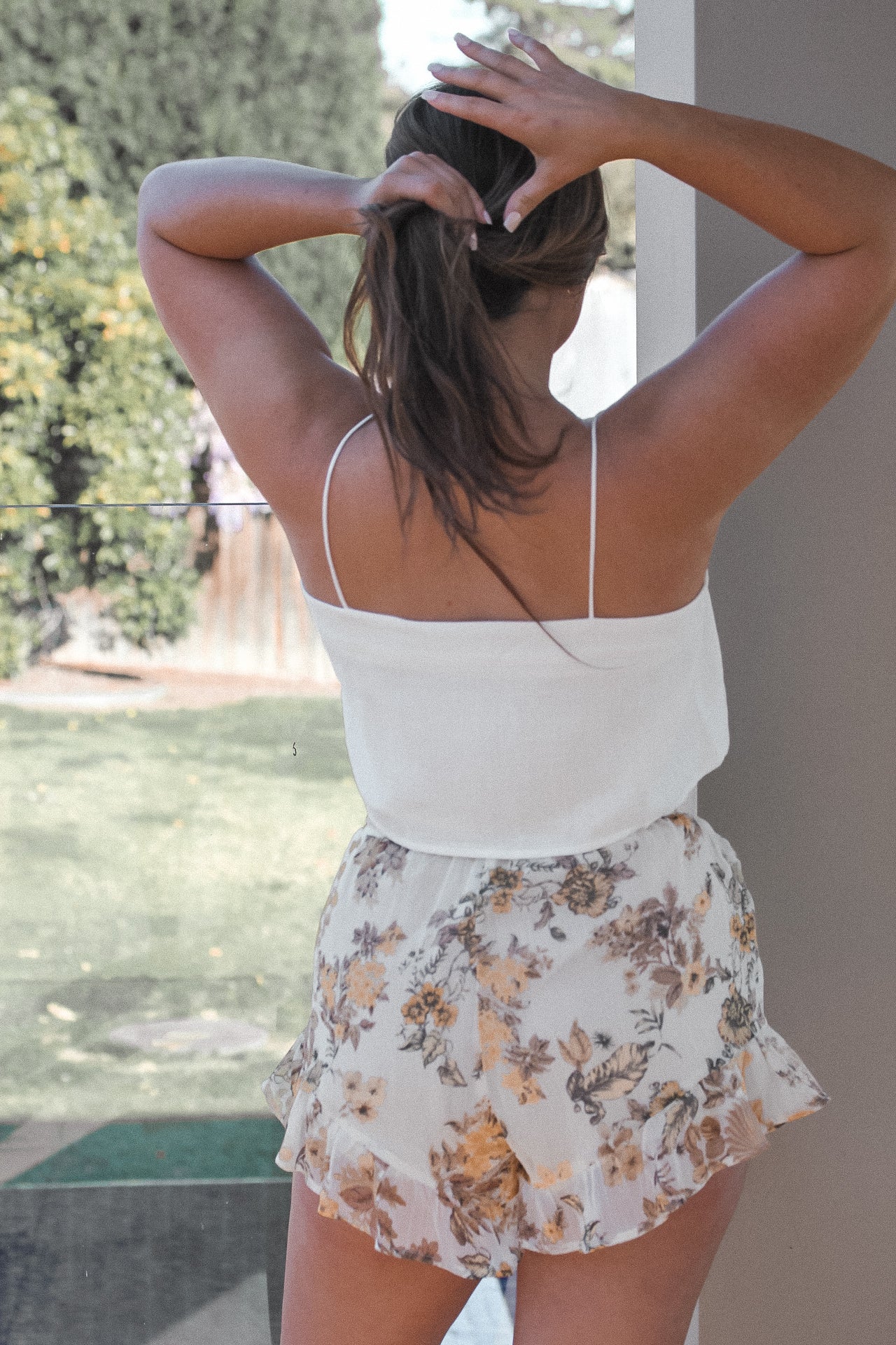 Rosie Top White cami top thin straps small crop top white staples bouncy floaty hemline womens summer spring top outfit Pinterest sabo Australian outfit beach