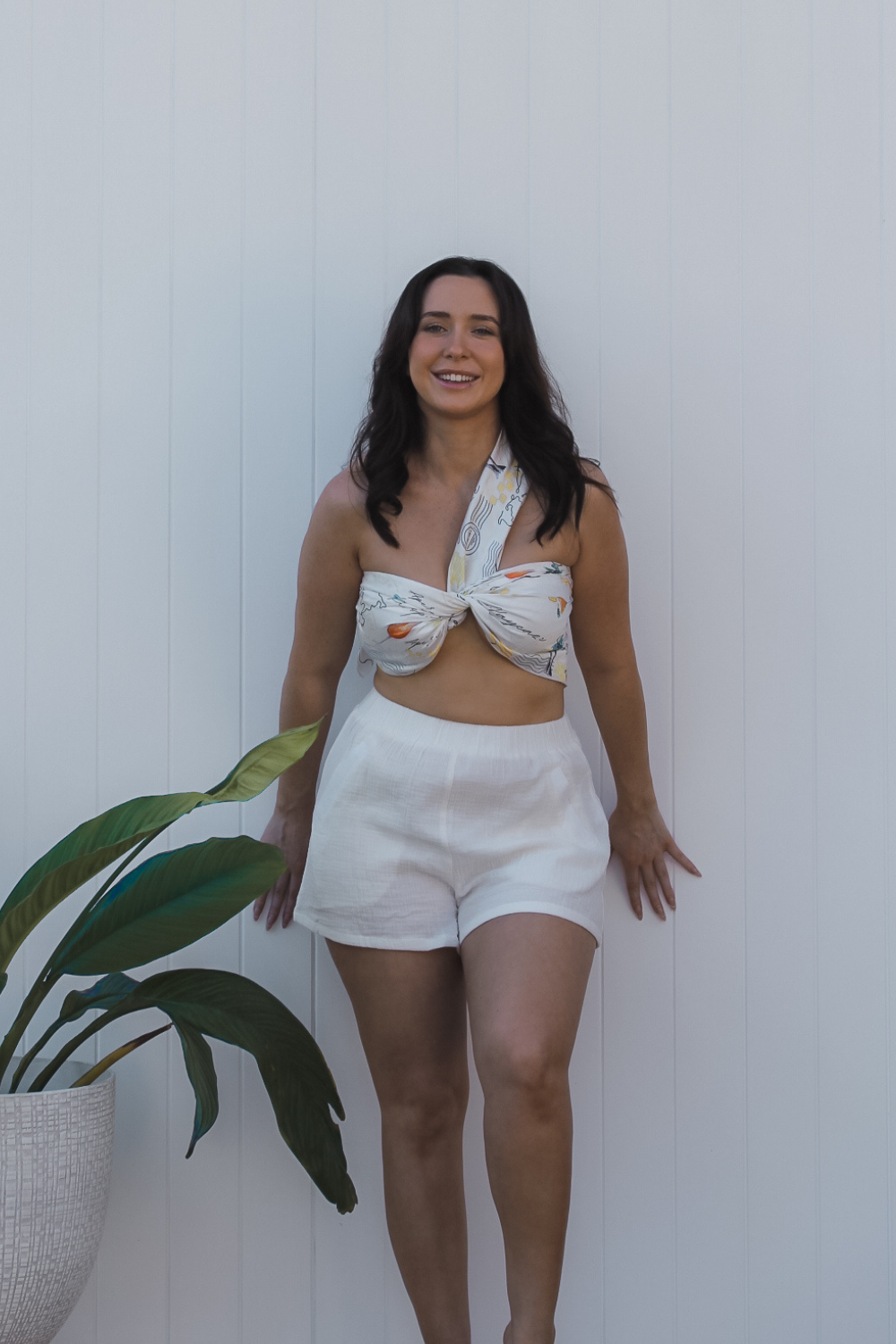 "Multi-Way Scarf Top – The perfect travel essential for Thailand, Bali, and summer vacations. Wear as a halter, bandeau, or strapless top. Vaycaze."