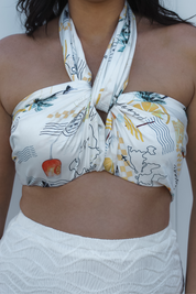 "Zessi Scarf Top – A multi-way scarf top perfect for Bali outfits and tropical getaways. Lightweight, suitcase-friendly, and easy to style. Vaycaze Australia.