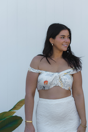 "Tropical Outfit Essential – Zessi Scarf Top in a breezy, summery design for warm-weather destinations. A must-have for travel lovers. Vaycaze."