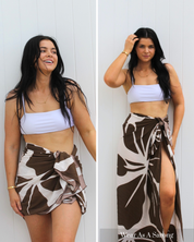 sarong brown vacationwear resortwear model