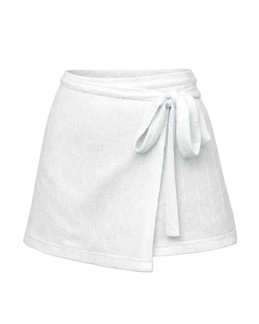 Vacation wrapskirt white wrinkle resistant ghost mannequin picture