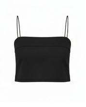 Breathable black cotton spaghetti strap crop top by Vaycaze styled as a lightweight resortwear top for summer travel outfits.