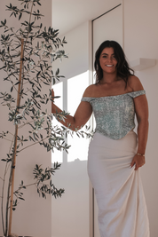 Ashlee Corset by Vaycaze – A chic, suitcase-friendly corset top designed without boning for easy packing and all-day comfort