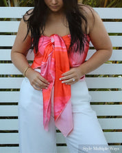 Horizon Scarf Top styled as a bandeau – photoworthy holiday outfit for beach and resort