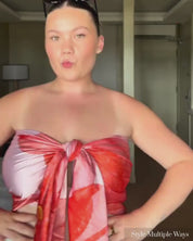 Cabana multiway scarf top styled for a tropical beach vacation outfit and summer resortwear look Bigger chest